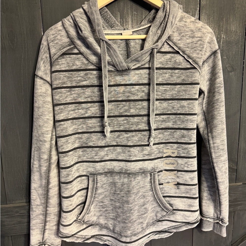 Roxy Gray and Black Relaxed Hoodie